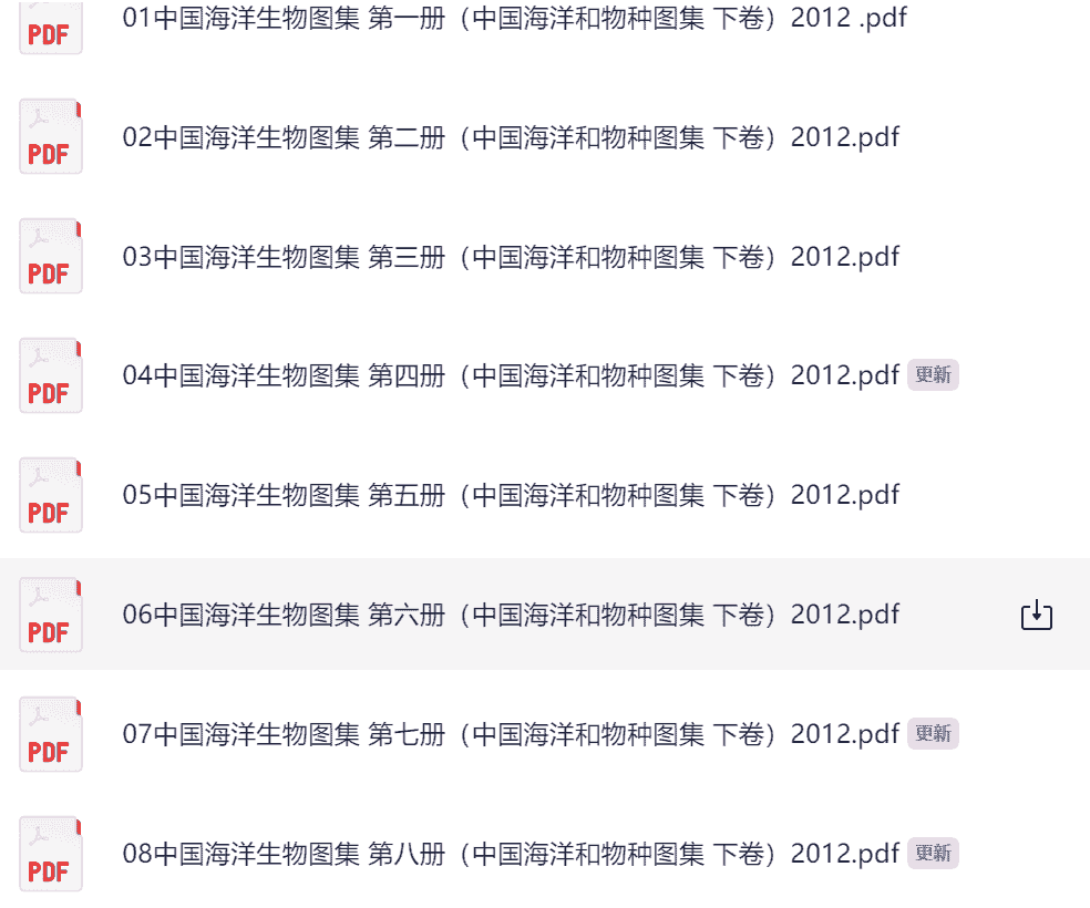 中国海洋生物图集 合集 全八册(中国海洋和物种图集 下卷)2012 pdf 920.7mb